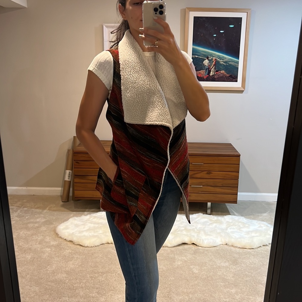 Plaid & Shearling Vest, size medium